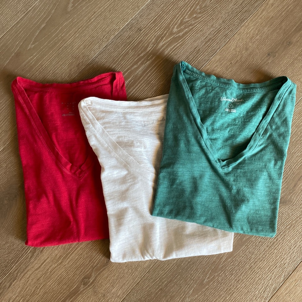 Lot of 3 Cotton V Neck Tees